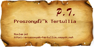 Proszonyák Tertullia névjegykártya